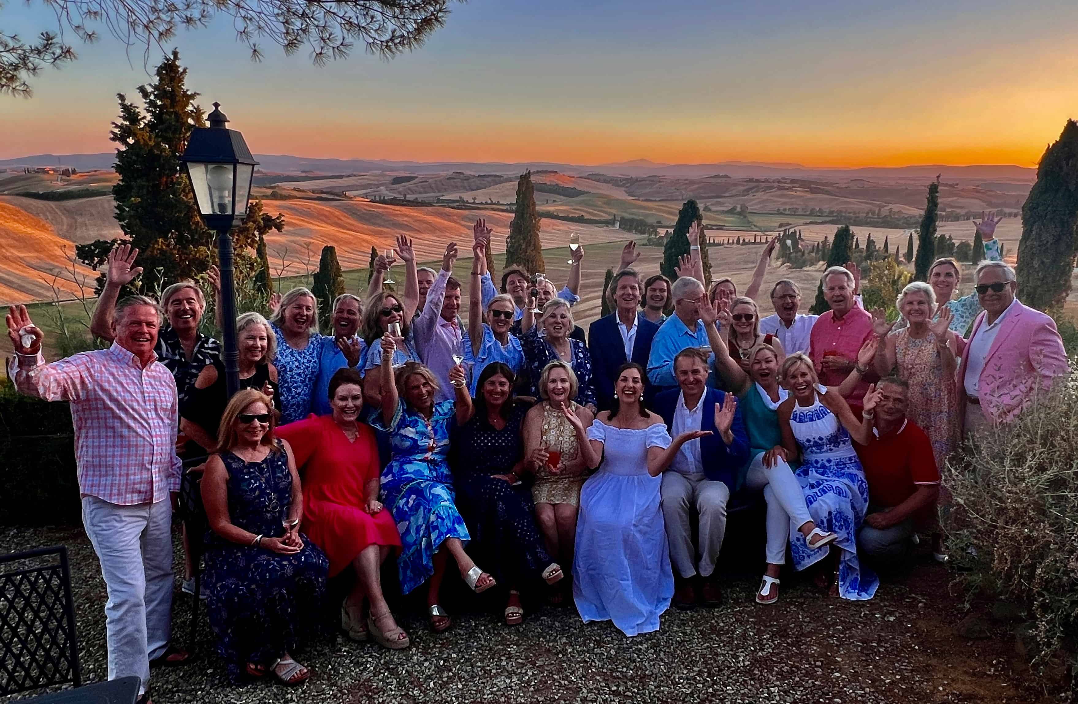 Group experience at sunset in Italy